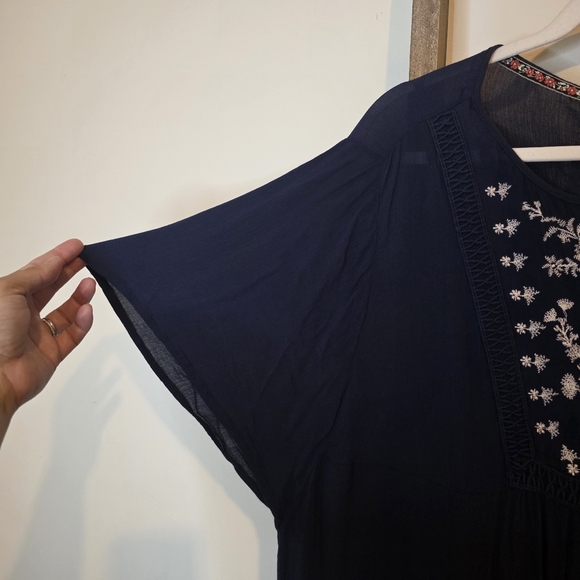 ⭐️40% Off⭐️ Knox Rose Navy Blue Boho Peasant Embroidered Dress - Picture 5 of 11
